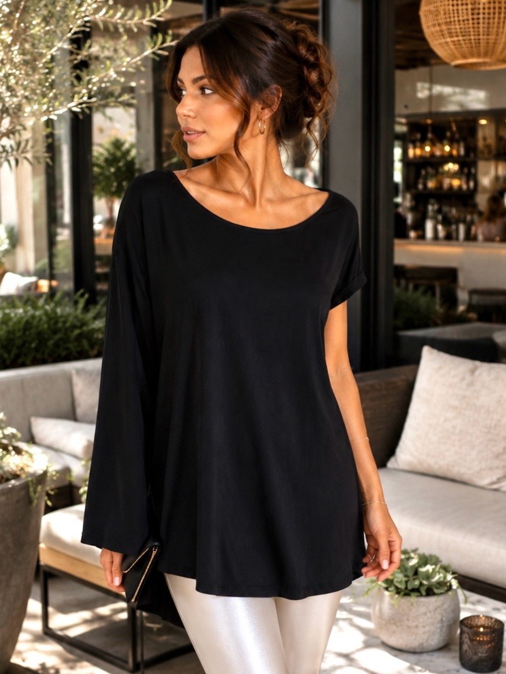 Marciano Guess Black Asymmetrical One Sleeve Tunic Top S
